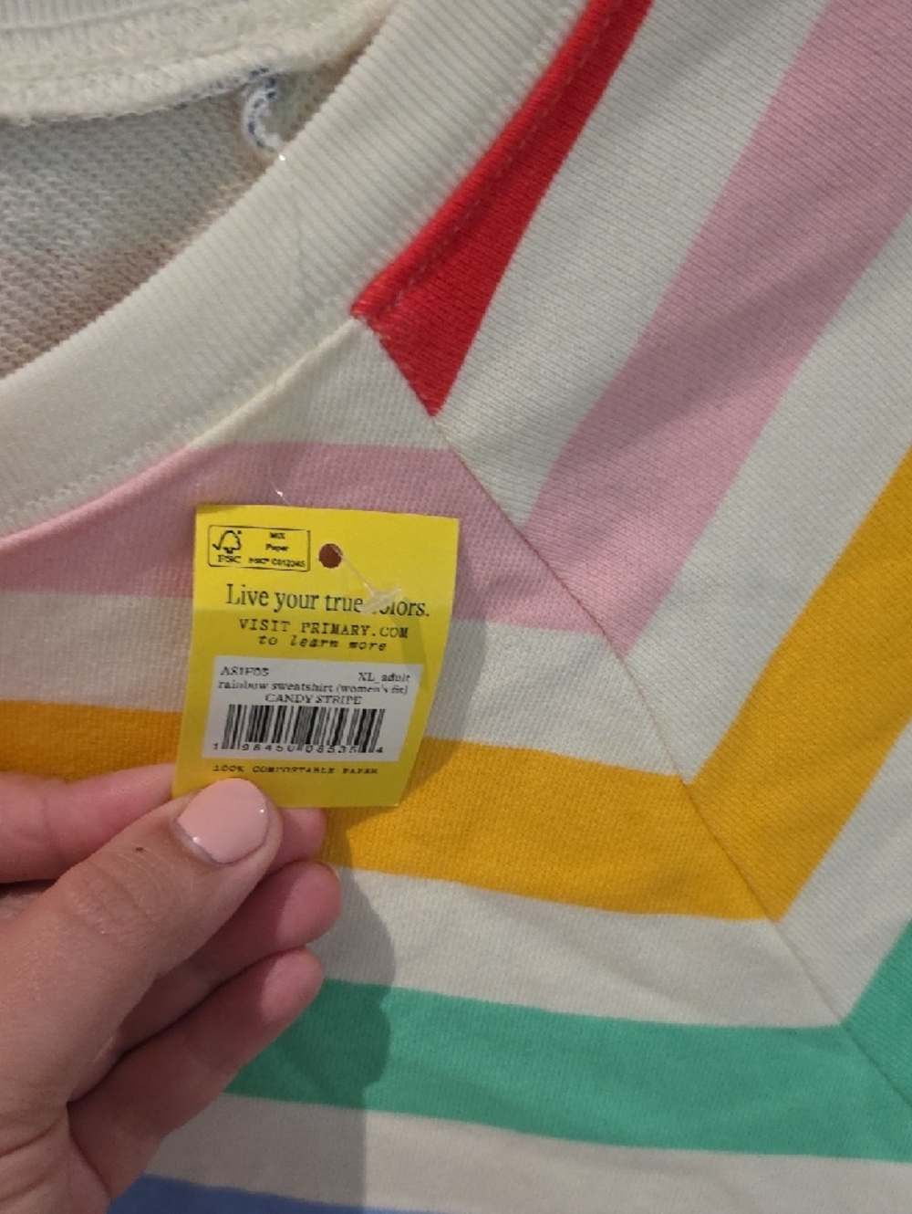 Primary Multicolor Striped Crew Neck Tee - Picture 3 of 4